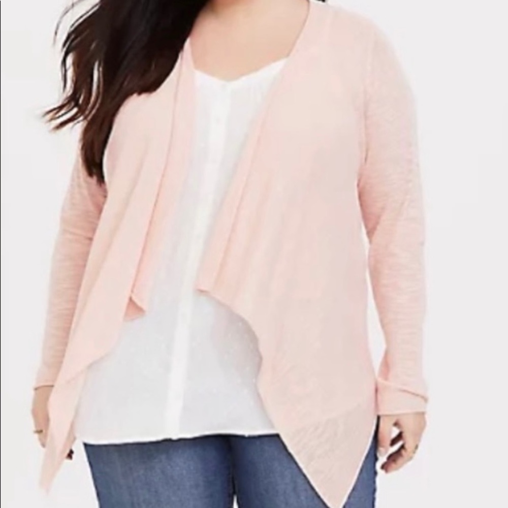 NWT Torrid blush pink textured slub knit
drape cardigan 6x perfect for spring